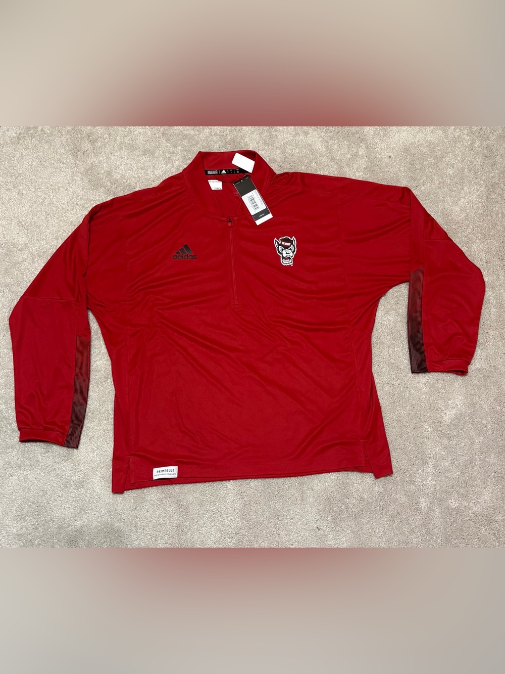 Brand New Adidas NC State Wolfpack Red 1/4 Zip Pullover Size Large L
